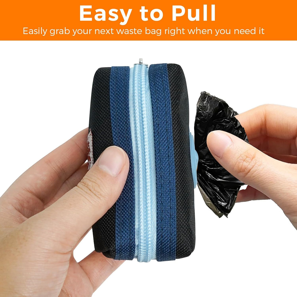 Dog Poop Bag Holder for Leash, Large-Capacity Canvas Pouch, Blue