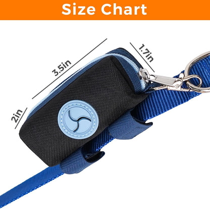 Dog Poop Bag Holder for Leash, Large-Capacity Canvas Pouch, Blue