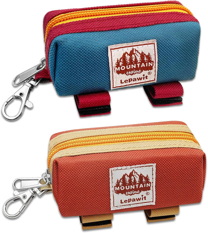 Dog Poop Bag Holder for Leash, Large-Capacity Canvas Pouch, Blue