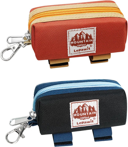 Dog Poop Bag Holder for Leash, Large-Capacity Canvas Pouch, Blue