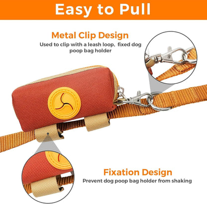 Dog Poop Bag Holder for Leash, Large-Capacity Canvas Pouch, Blue