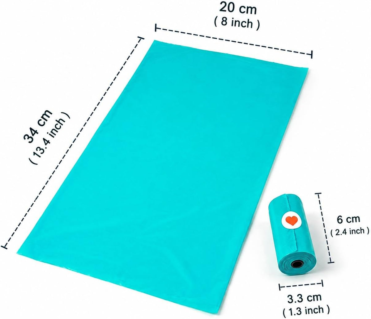 Dog Poop Bag Holder for Leash, Large-Capacity Canvas Pouch, Blue