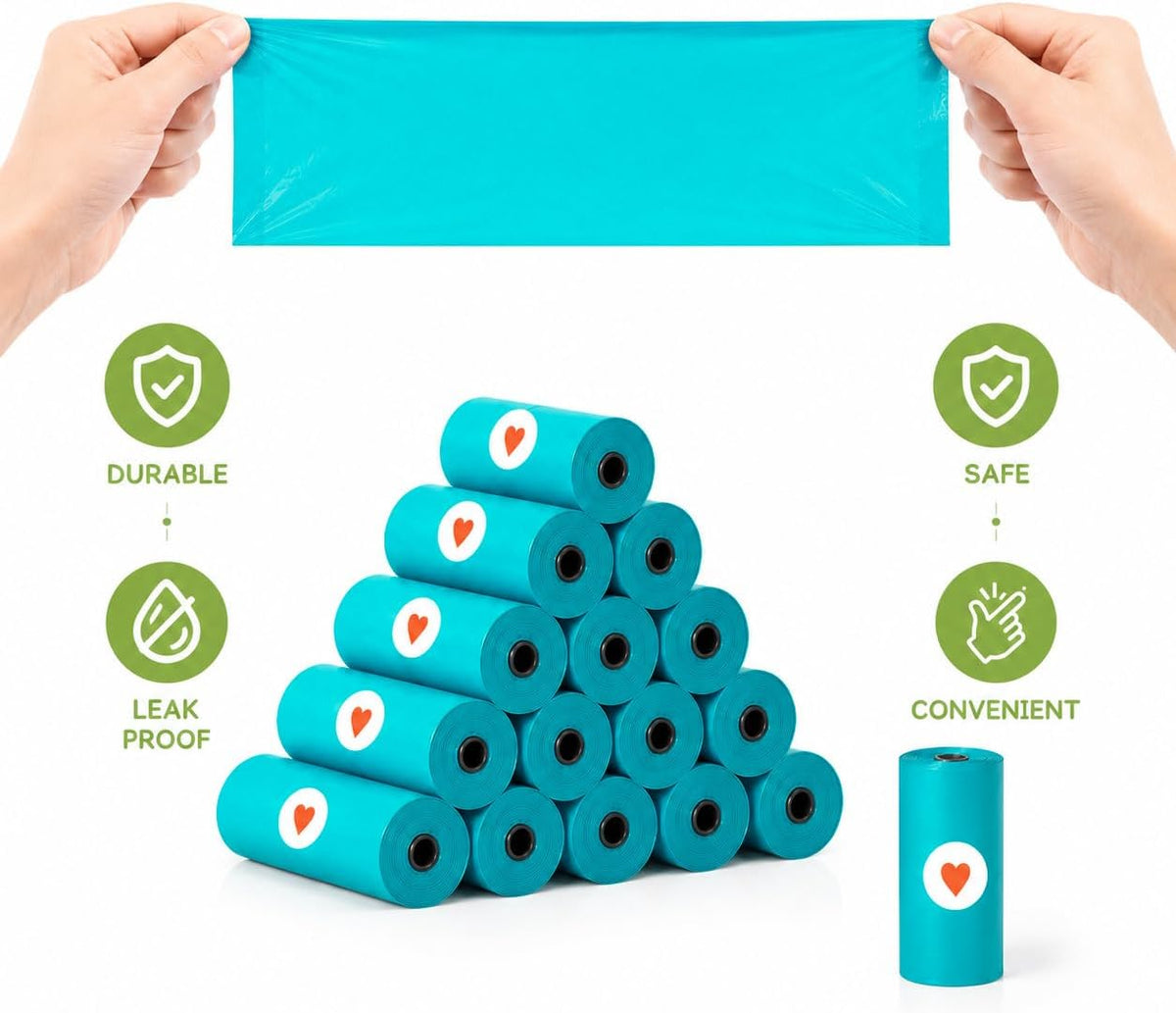 Dog Poop Bag Holder for Leash, Large-Capacity Canvas Pouch, Blue