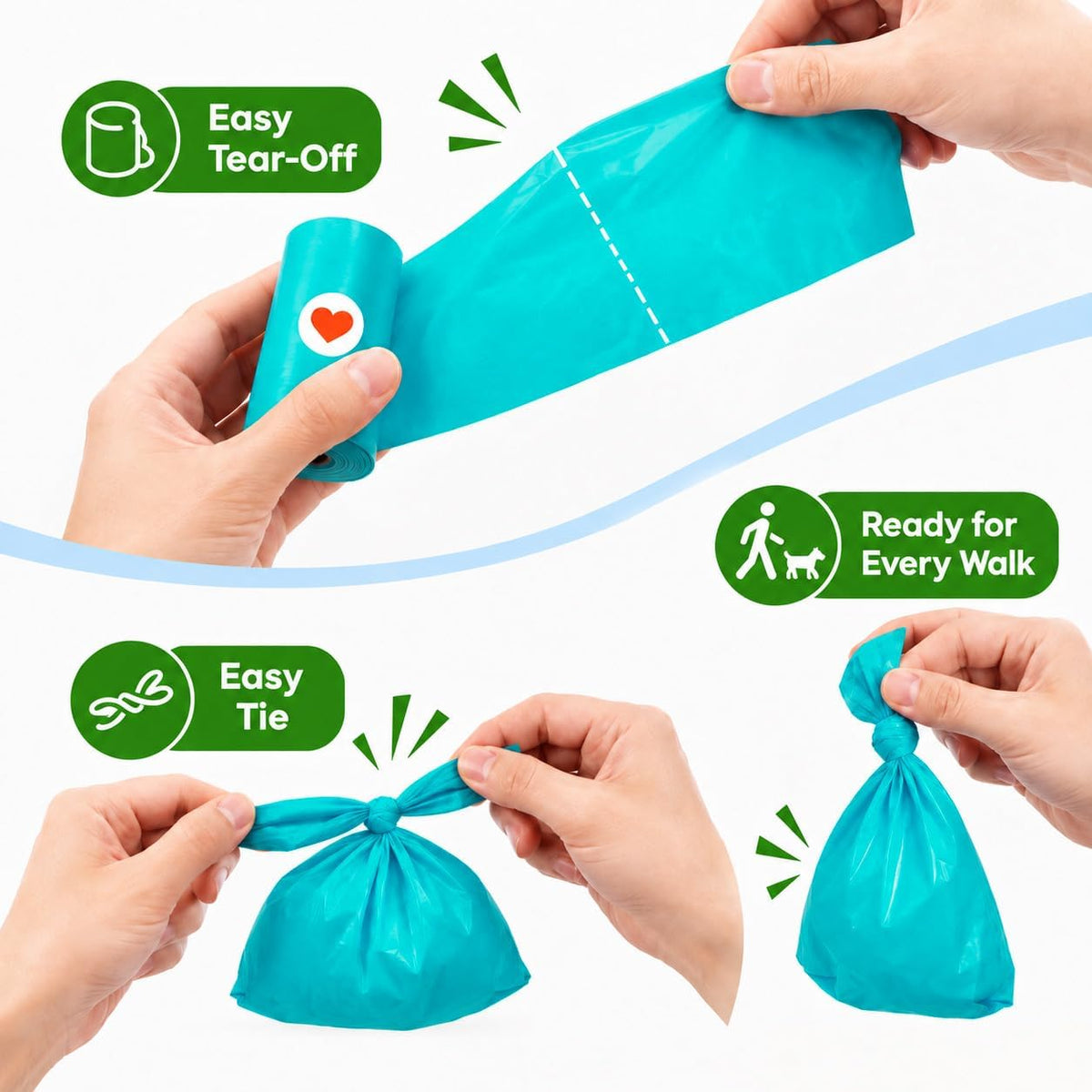Dog Poop Bag Holder for Leash, Large-Capacity Canvas Pouch, Blue