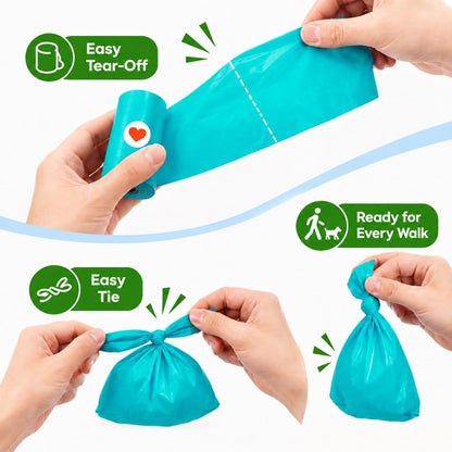 Dog Poop Bag Holder for Leash, Large-Capacity Canvas Pouch, Blue
