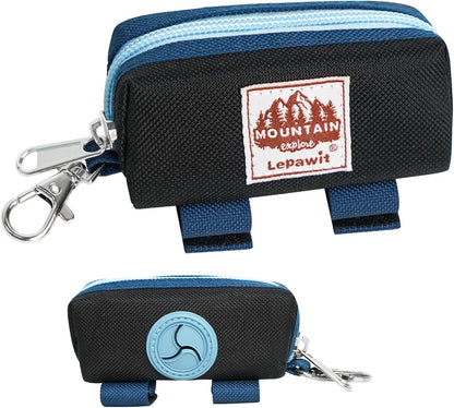 Dog Poop Bag Holder for Leash, Large-Capacity Canvas Pouch, Blue