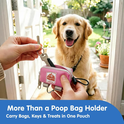 Dog Poop Bag Holder for Leash, Large-Capacity Canvas Pouch, Blue