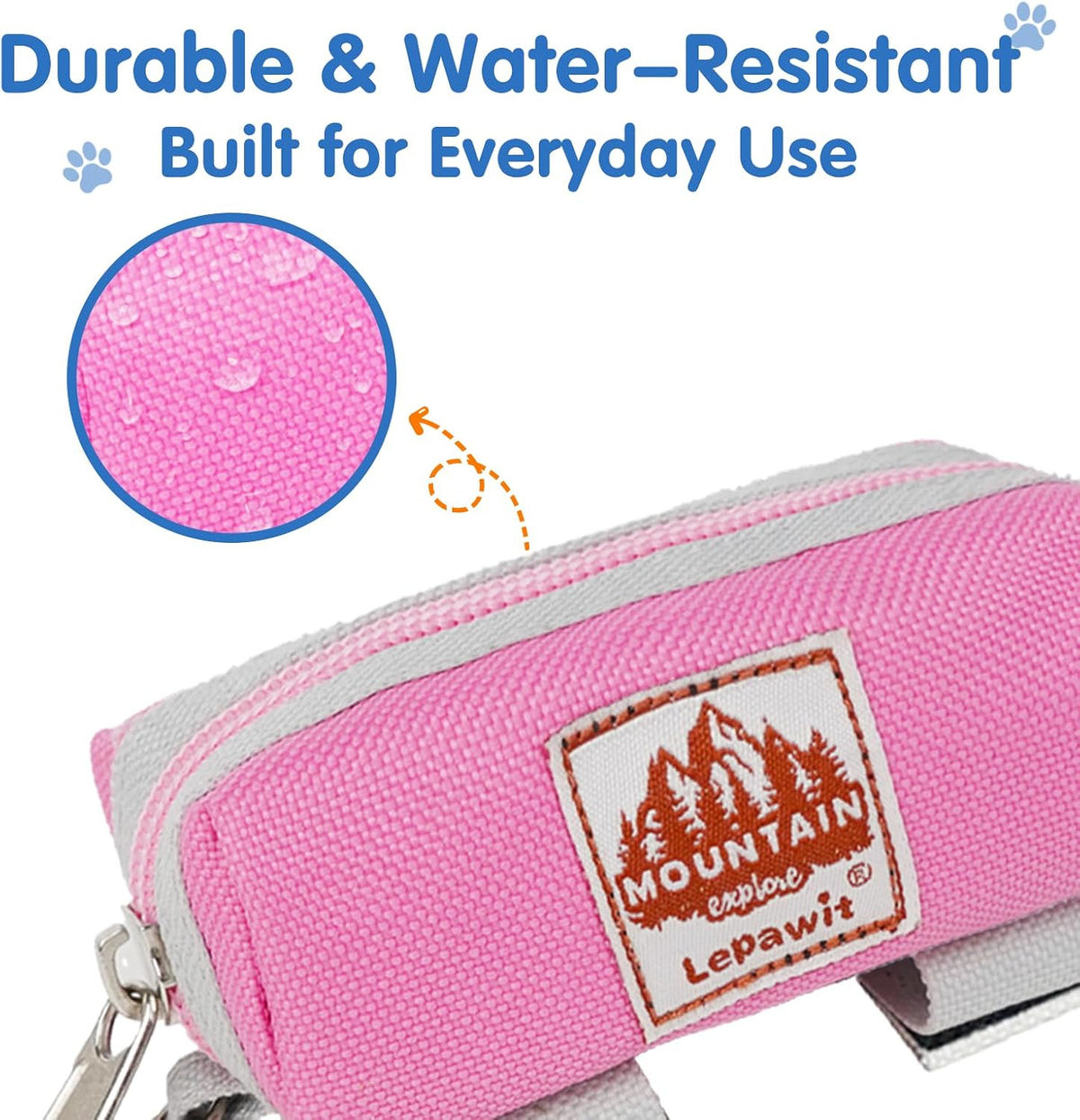 Dog Poop Bag Holder for Leash, Large-Capacity Canvas Pouch, Blue