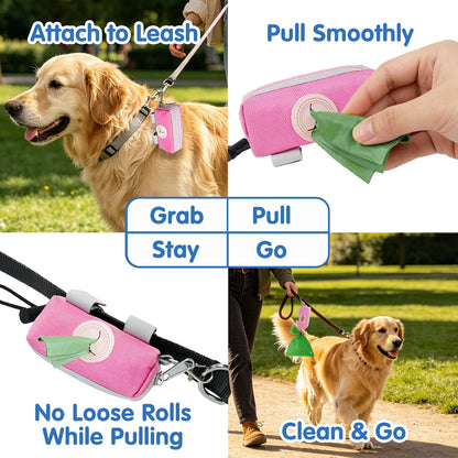 Dog Poop Bag Holder for Leash, Large-Capacity Canvas Pouch, Blue