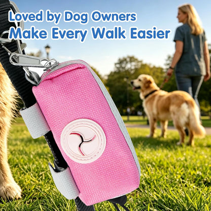 Dog Poop Bag Holder for Leash, Large-Capacity Canvas Pouch, Blue