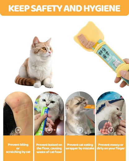 5 PCS Cat Food Can Covers Lids Set, Silicone Pet Food Can Lids with Multi-Function Cat Food Spoon and Opener, Cat Bar Squeezer, Stainless Steel Wet Food Spoon for Cats and Dogs (Pink) (Pink)