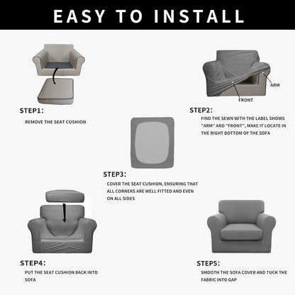 Easy-Going 100% Dual Waterproof 4 Pieces Stretch Soft Couch Cover for Dogs, Sofa Slipcover for 3 Separate Cushion Couch Leakproof Furniture Protector for Kids, Pets Dark Gray