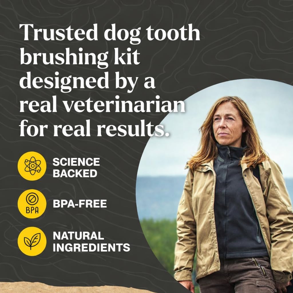 Dr. Oakley Dental Toothbrush Kit for Dogs & Cats -Finger Brush for Small Pets and Soft brushes for Large or Older Natural and Safe Peanut Butter Flavor -
