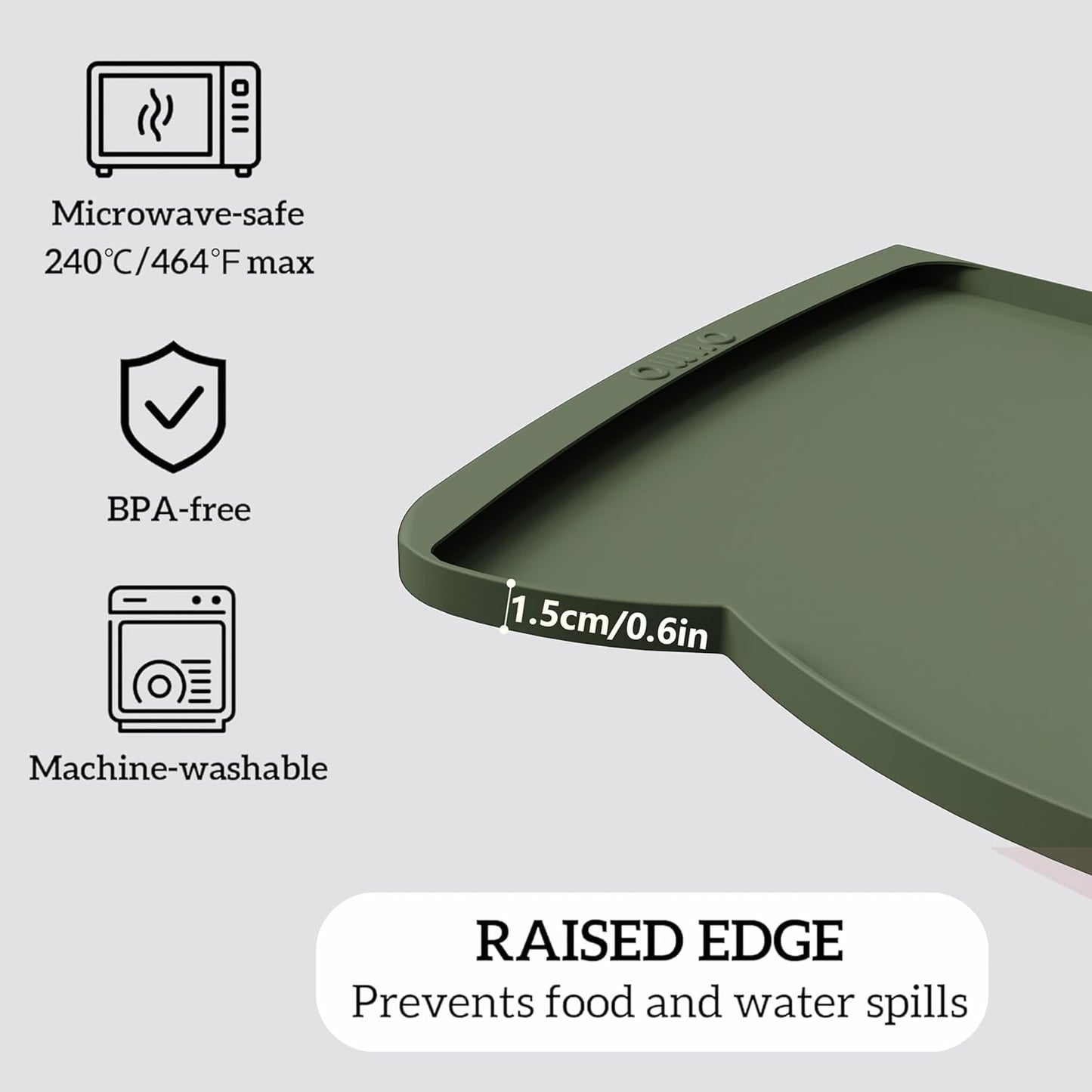 OHMO - Cat Food Mat, Silicone Pet Feeding Mat for Floor Non-Skid Waterproof Dog Water Bowl Tray, Easy to Clean Pet Placemat (Erythrinus, 18 * 9.8'')