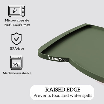 OHMO - Cat Food Mat, Silicone Pet Feeding Mat for Floor Non-Skid Waterproof Dog Water Bowl Tray, Easy to Clean Pet Placemat (Erythrinus, 18 * 9.8'')