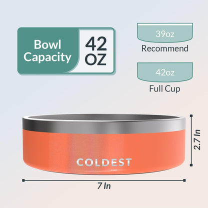 Coldest Dog Bowl - Anti Rust Metal, Non Slip, 3 Layers Insulated Stainless Steel Dog Bowls - Spill Proof & Heavy Duty - Water Bowl for Dogs, Cats & Pets, Dish Washer Safe (21 oz, Stealth Black)