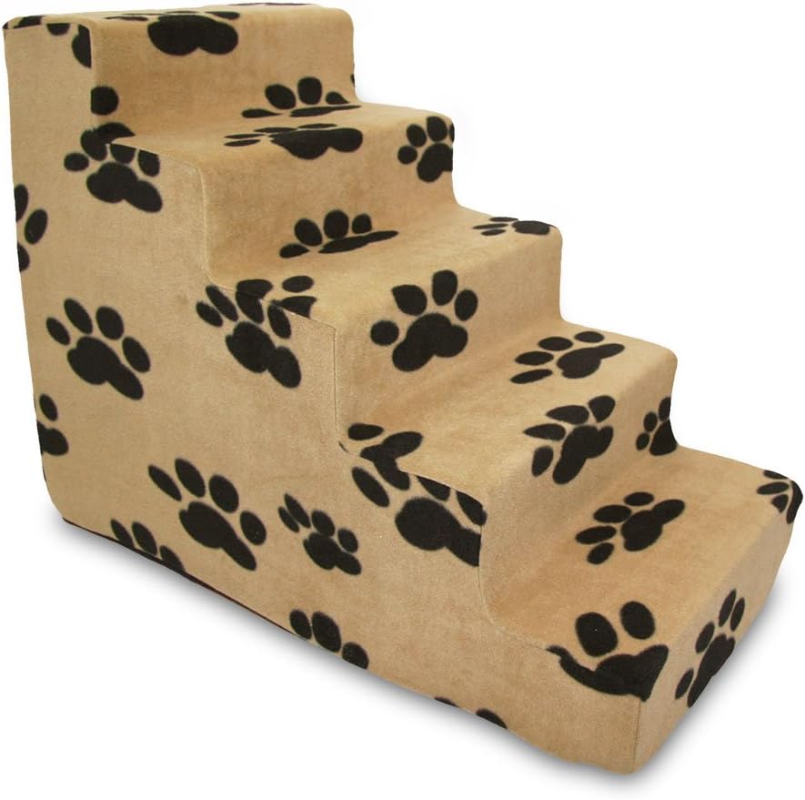 Best Pet Supplies Dog Stairs & Steps - Foam Steps for Small Dogs & Cats, Non-Slip Indoor Balanced Pet Step Support, Dog Ramp, No Assembly, Ash Gray Linen, 2-Step (12-inch Height)