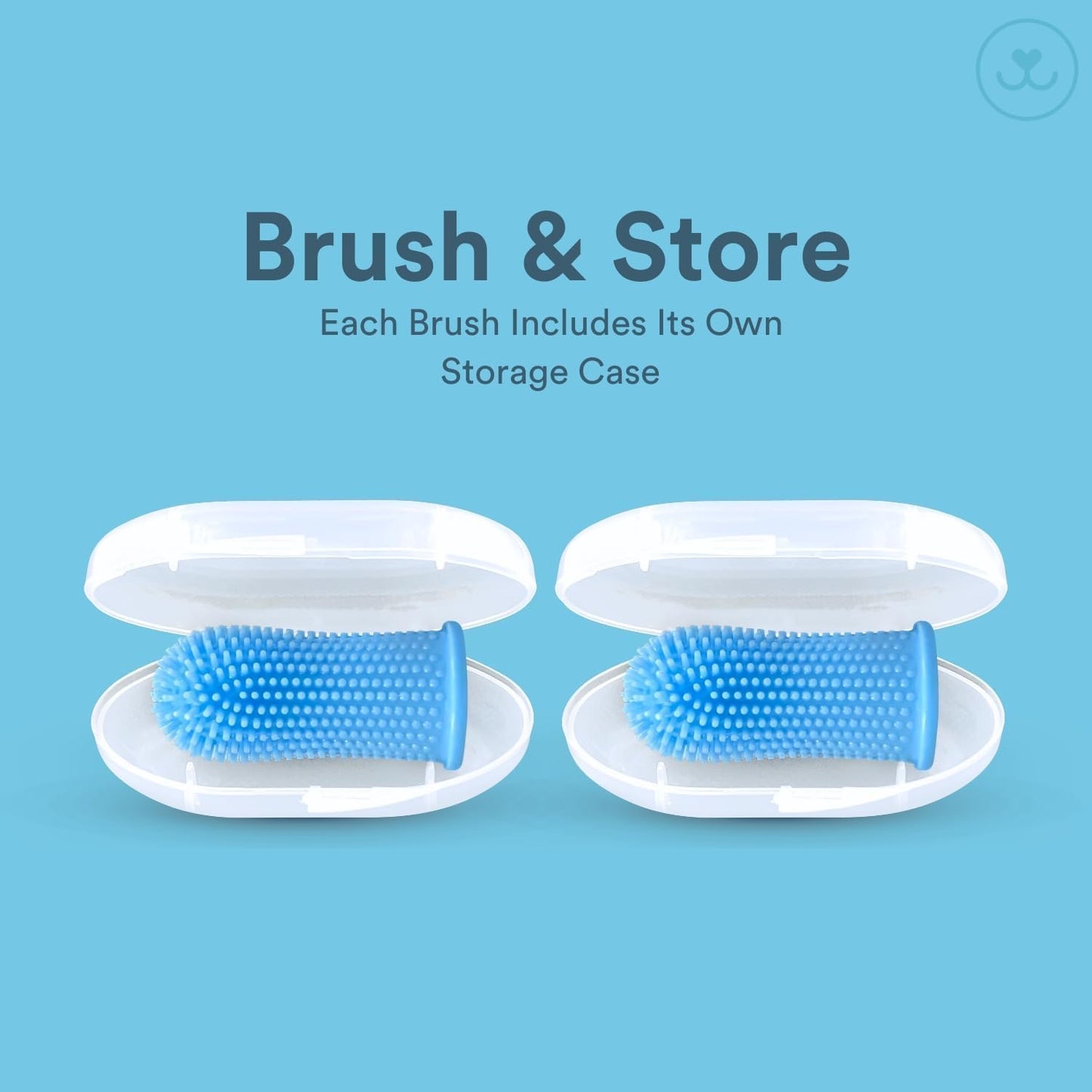 Jasper Dog Toothbrush, 360 Degree Dog Tooth Brushing Kit, Cat Toothbrush, Canine Dental Care & Teeth Cleaning Kit, Pet Finger Tooth Brush, Use with Pet Toothpaste, 4-Pack Blue