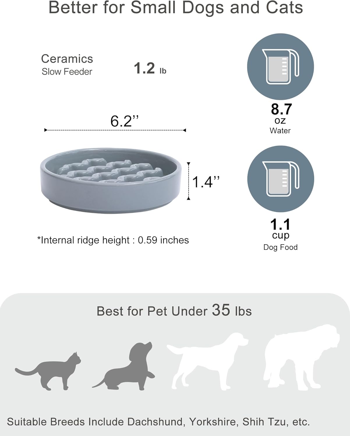 Ceramic Slow Feeder Dog Bowl, Maze Puzzle Non-Slip Silicone Base Stoneware Bowl for Small Medium Dogs, Heavy Duty Anti-Bloat Dog Food Bowl Dishwasher Safe – Apricot, Medium