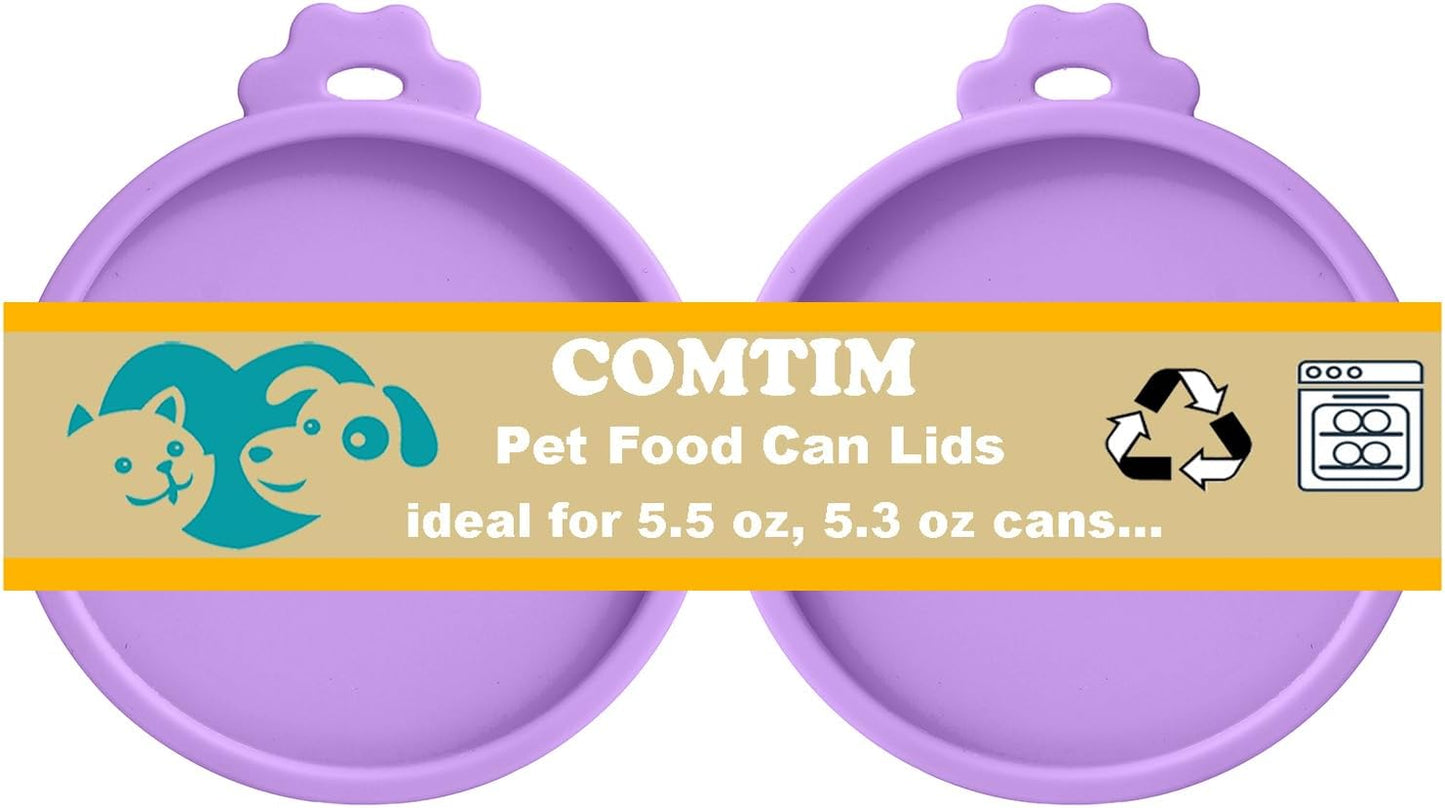 COMTIM Cat Food Can Covers Lids for 5.5 oz Cans, 2 Pack Silicone Cat Food Can Lids for 5.5 oz 5.3 oz Cans...Pet Food Can Covers Reusable Can Toppers Savers for Wet Food