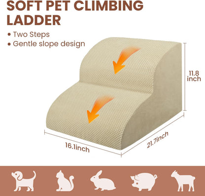 Dog Stairs for Small Dogs, 3 Tiers High Density Foam Dog Ramp, Extra Wide Non-Slip Pet Steps for High Beds Or Couch, Soft Foam Doggie Ladder for Dogs Injured, Older Pets, Small Cats