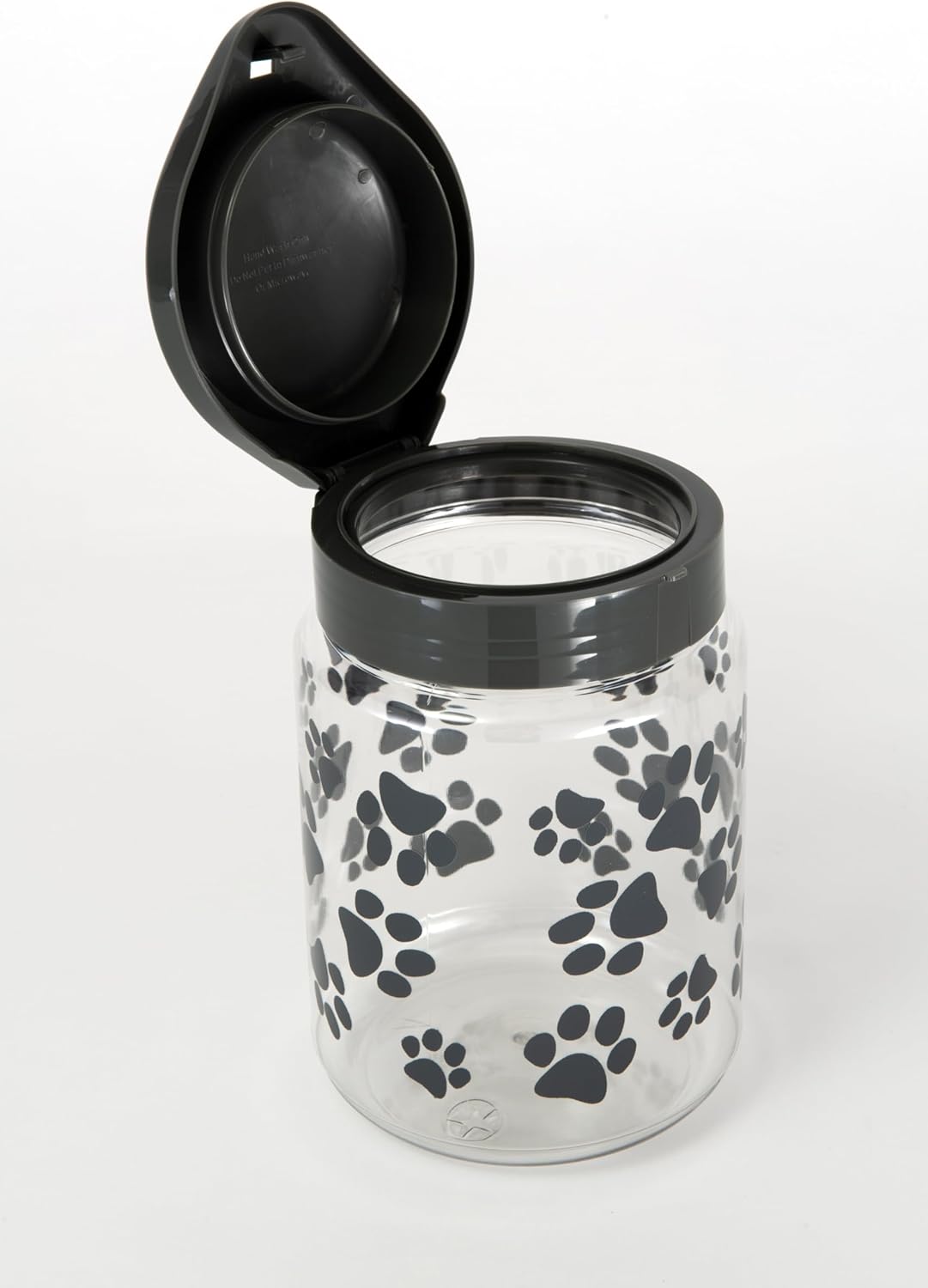 Lixit® Dog Treat Plastic Jar - Airtight Food and Treat Storage Jars for Dogs, Cats, Small Animals and Birds - Made in USA (Paw Prints - Gray, 64 Ounce)