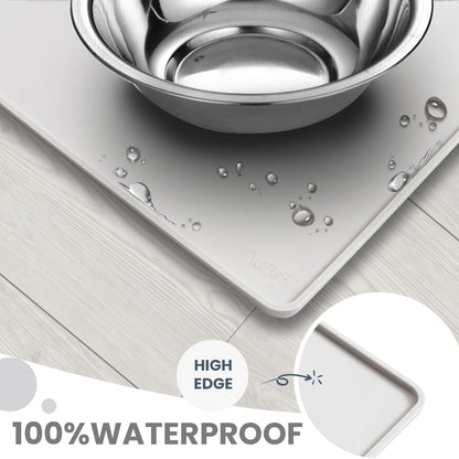 WePet Non-Slip Waterproof Pet Feeding Mat, 20x12 Inch - Silicone Dog & Cat Food Mat with Raised Edge to Stop Food Spills and Water Spills - Dishwasher Safe, Easy Clean