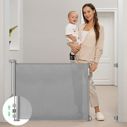 Momcozy Retractable Baby Gate, Mesh Baby Gate or Mesh Dog Gate, 33" Tall,Extends up to 71" Wide, Child Safety Gate for Doorways, Stairs, Hallways, Indoor/Outdoor