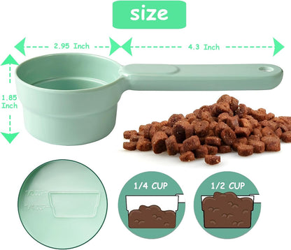 Joyinjojo Dog Food Scoop 1 Cup 1/2 Cup - Melamine Dog Food Measuring Cup, Pet Food Scoop for Dog Cat...Comfortable Long Handle for Easy to Scoop Food