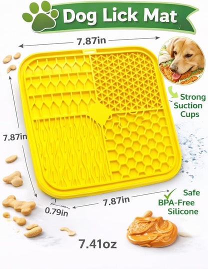 Lick Mat for Dogs and Cats, Food Grade Silicone Slow Feeder Mat with Strong Suction for Grooming, Bathing and Anxiety Relief, BPA-Free Pet Feeding Mat for Dental Care