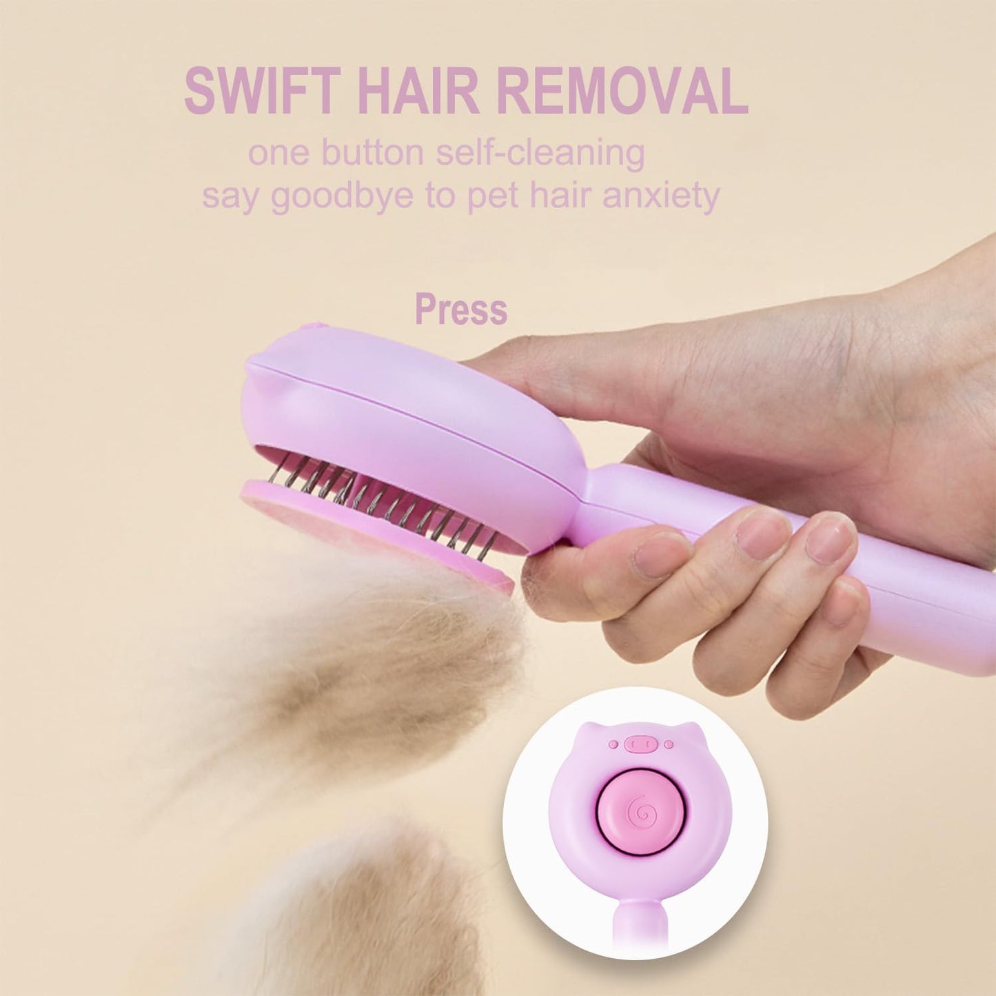 Cat Brush Dog Brush with Release Button for Shedding, Self Cleaning Cat Comb Hair Brush for Indoor Cats, Dog Deshedding Brush Grooming Kit, Pet Supplies Hair Remover Tool