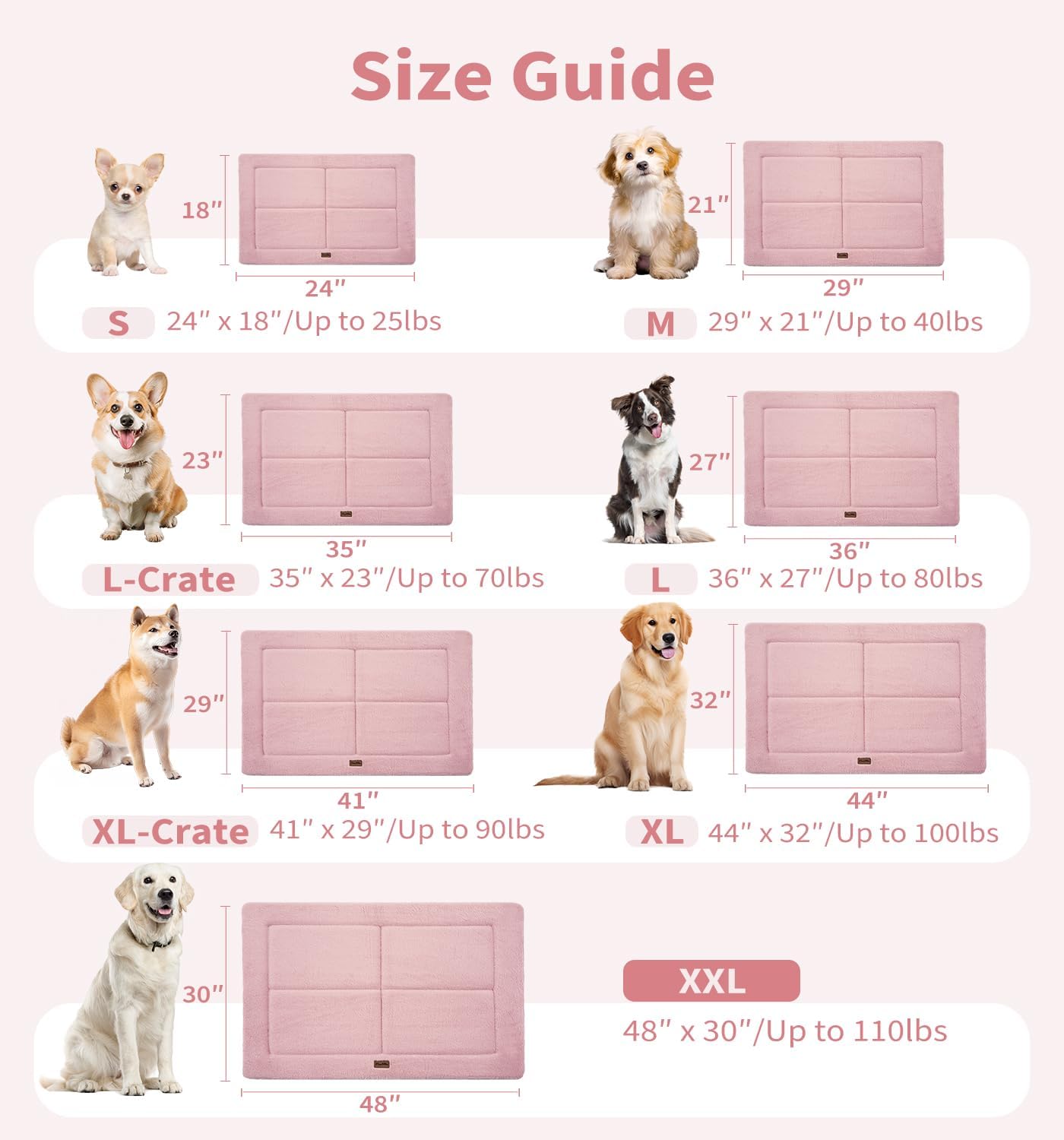 Made4Pets Dog Crate Pad Bed for Medium Large Dogs, Washable & Reversible, Anti-Slip Kennel Mat for Cozy Sleeping, Soft Fluffy Dog Bed for Indoor & Outdoor Use, 35"x23", Gray