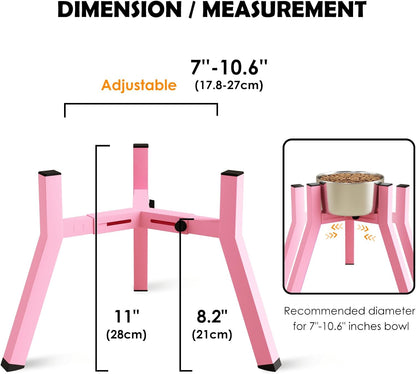Dog Bowl Stand for Medium Large Dogs, Adjustable Width Elevated Dog Bowls 7-10.6", Raised Dog Food Water Bowls, 11 inch Tall Single Holder, Black,Bowl Not Included