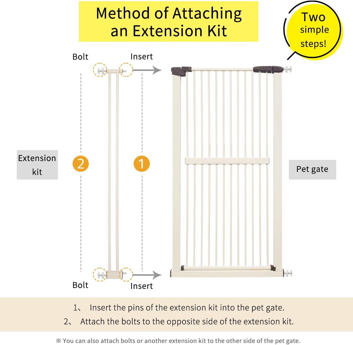 Lumizone Extra Tall Cat Gate 61.02" High Pressure Mounted Extra Wide 30.12"-34.05" (17Sizes) 1.37" Gap No Drilling Auto-Close Tall Pet Gate for Dogs (Black, 30.12"-34.05" W)