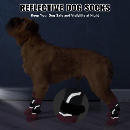 BEAUTYZOO 6PCS Dog Socks to Prevent Licking Paws, Anti Slip Dog Shoes for Hot Pavement Hardwood Floors, Traction Control Toe Grips Boots & Paw Protectors for Small Medium Large Senior Dogs, Grey S