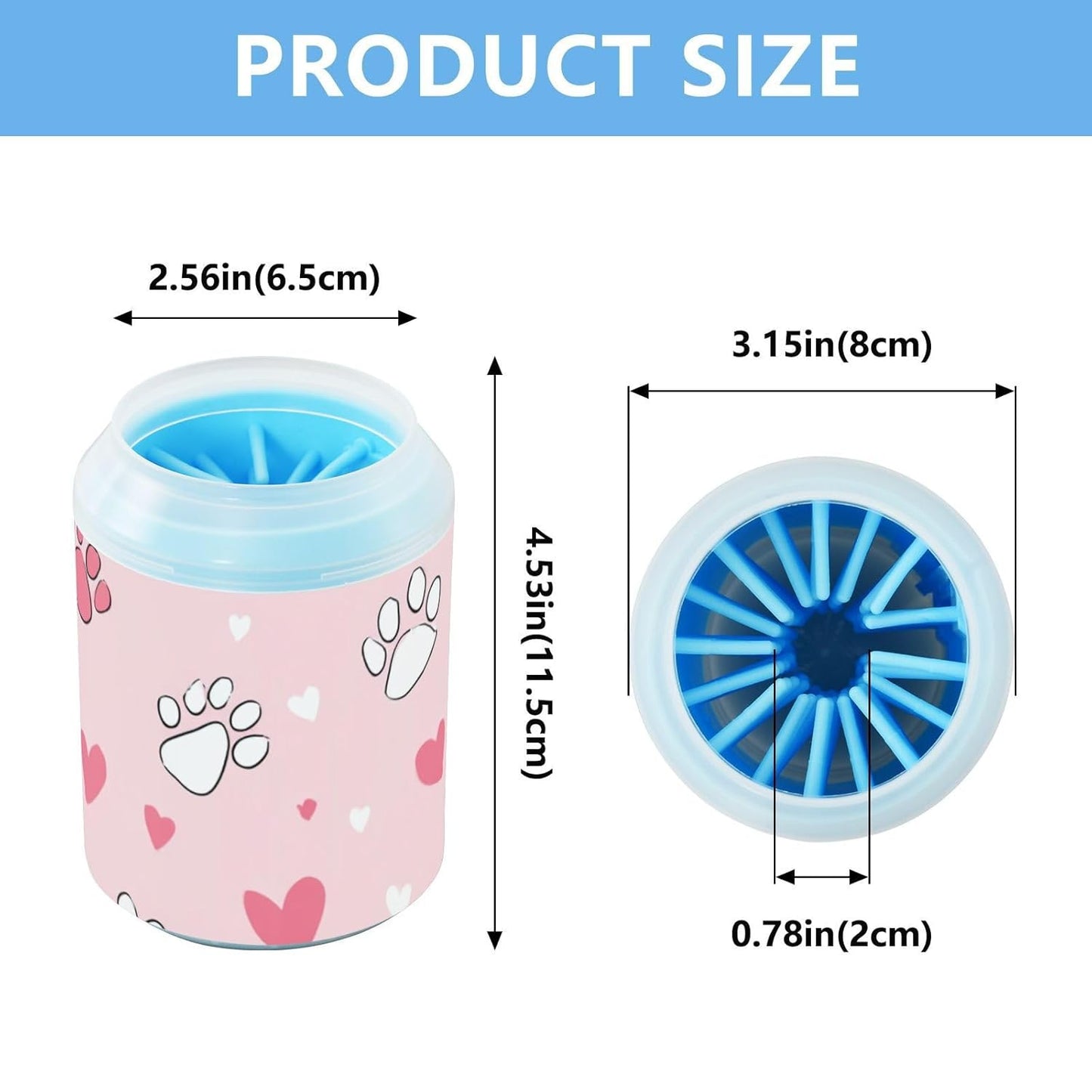 Dog Paw Cleaner Cups for Dogs Pet Foot Washer Paw Scrubber for Medium Small Dogs Cats Cleaning Cup Cute Yellow Fiesta Guitars Cacti and Ethnic Birds