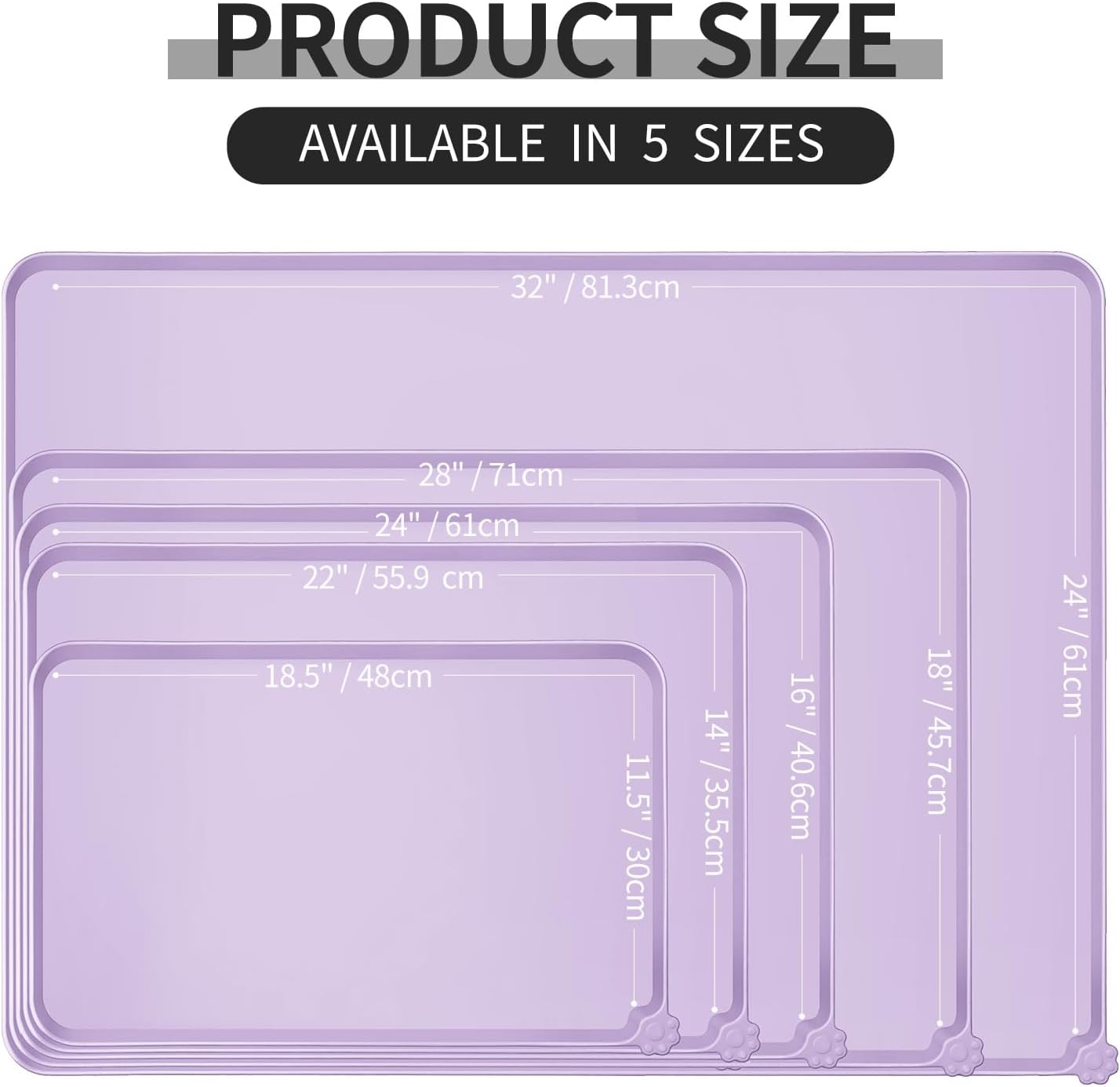 Reopet Waterproof Pet Feeding Mat, Non-Slip Silicone Placemats for Dog Cat Food and Water Bowl, High Raised Edges to Prevent Spills and Protect Floors