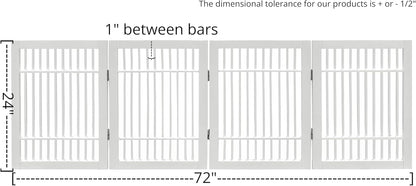 Urnporium Freestanding Wooden Dog Gate for Doorways – Foldable Acacia Wood Pet Gate, No Drill Portable Indoor/Outdoor Puppy Fence Barrier (White Pet Gate, 3 Panel 24" Tall)