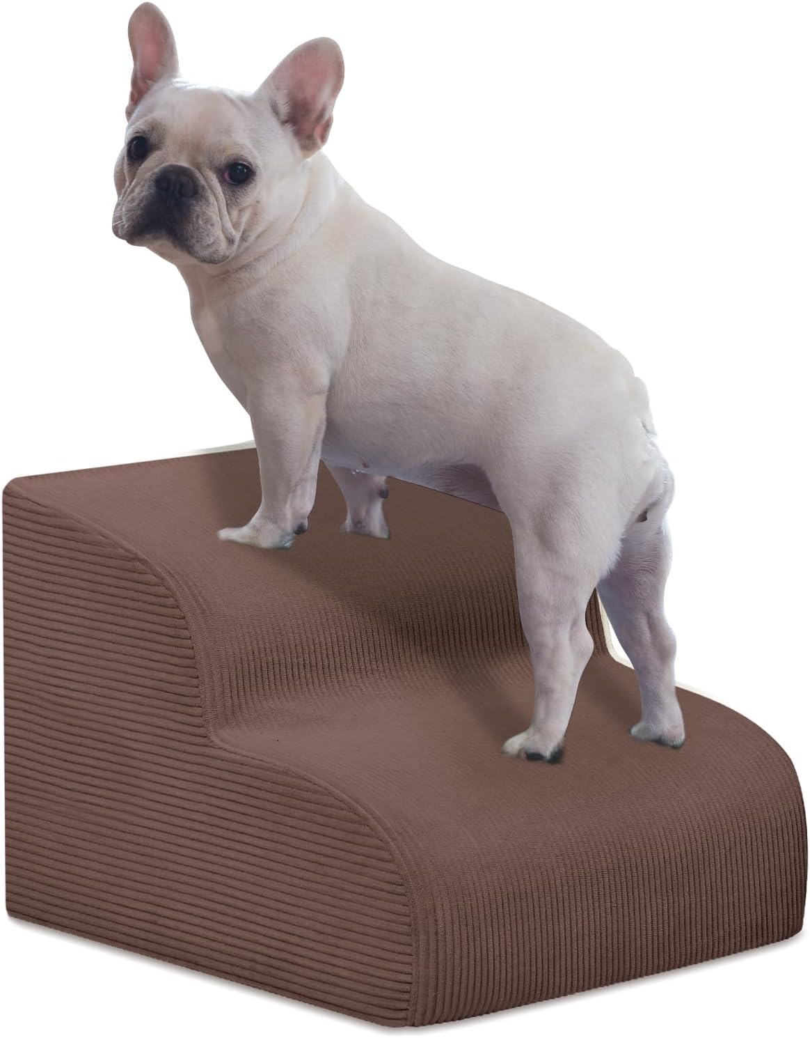 Mesa Lemon Dog Stairs & Steps for High Beds, 3 Steps High Density Foam Waterproof Dog Ramp for Small Dogs and Cats, Pet Stairs with Removable Washable Cover for Bed, Couch, Sofa and Car (H:16")
