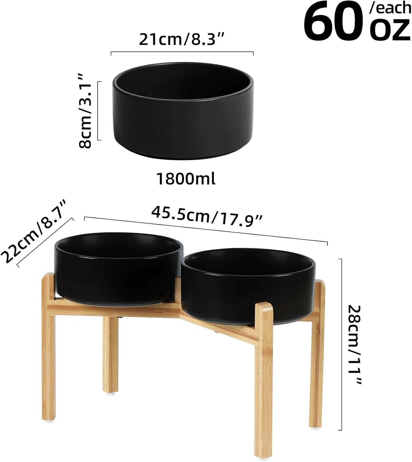 Havniva 8.3” Dog Bowls Elevated Ceramic Dog Food and Water Bowl, Raised Dog Water Bowl with Stand Non-Slip Rubber Base Large Capacity Feeding Pet Food Bowl for Large Dogs