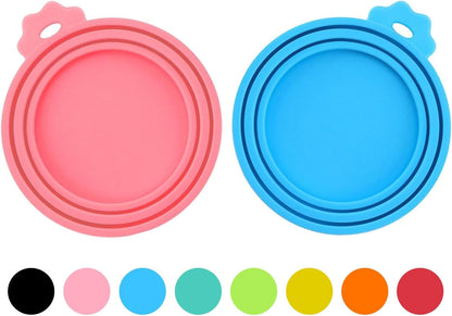 2 Pack Pet Food Can Covers, Silicone Universal Can Lids for Dog & Cat Food, BPA Free, One Fit Most Standard Size Food Cans Green/Blue