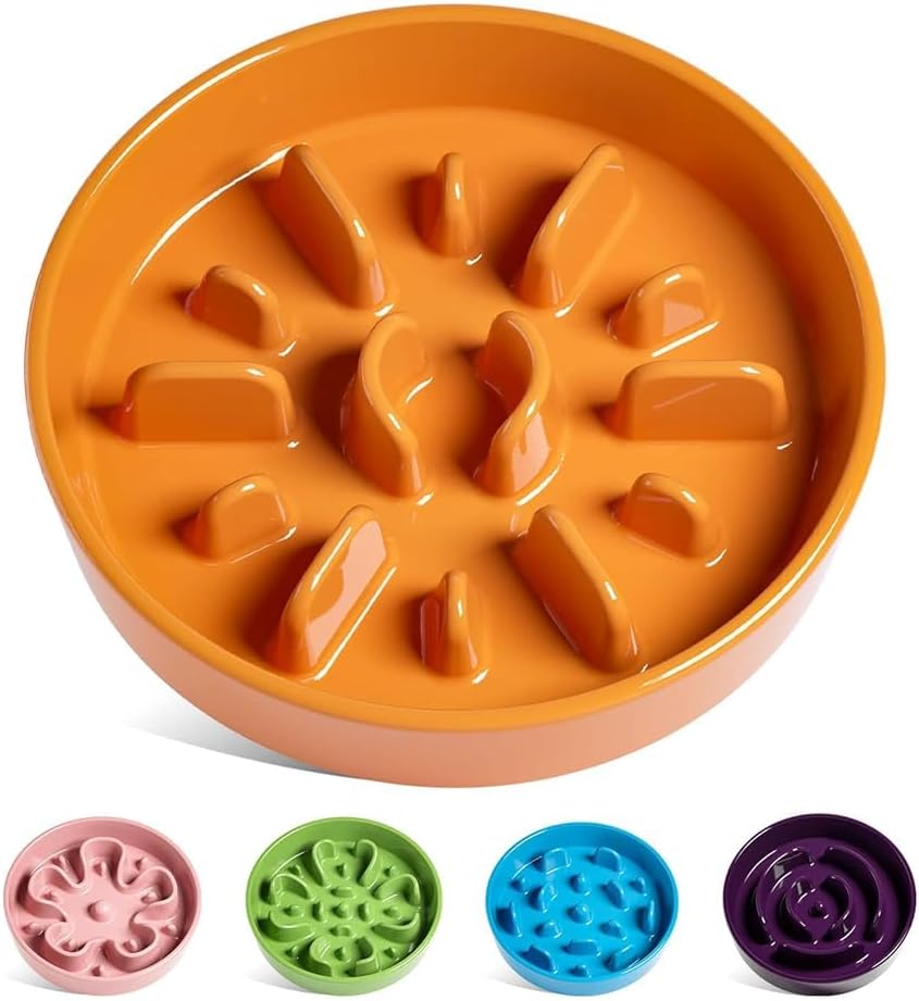 LE TAUCI Dog Bowls Slow Feeder Ceramic, 1.5 Cup Slow Feeding Bowl for Small and Medium Breed, Puzzle Dog Food Bowl for Fast Eater, Maze Purple