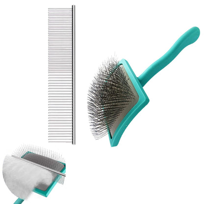Dog Brush For Long Haired Dogs Poodles-Dog brushes for grooming&shedding-Large Firm Slicker Brush for Goldendoodles-With Soft Massage Grooming Stainless Steel Pins, Pet Grooming Wire Brush-25mm(1")