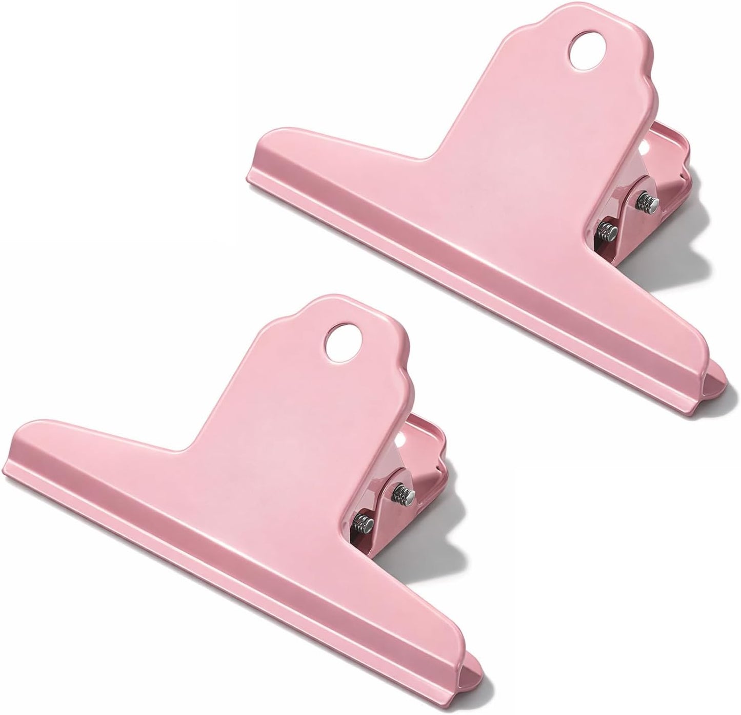 2 Pcs Dog Food Bag Clip Pink Metal Bulldog Clips 4" Wide Large Bull Clips Stainless Steel Binders Clip Jumbo Paper Clamps Durable Large Hinge Clipss Strong Clamping Force for Crafts, Paper, and Office