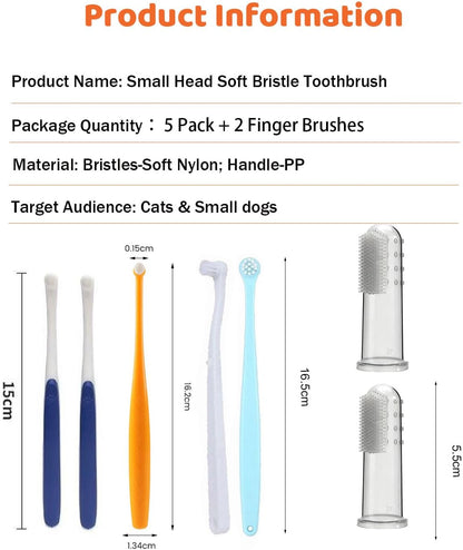 10 Pieces Pet Toothbrush Set for Medium Large Dogs, Extra Long Double-Ended Dog Toothbrush with 360° Brush, Soft Bristle Dental Care Kit with Finger Brushes, Pet Teeth Cleaning Supplies (Multicolor)