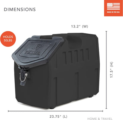 GUNNER 50 lbs Dog Food Storage Container - Waterproof & Airtight Pet Food Bin - Multi-Purpose Container for Dry Food, Corn, Chicken Feed, Treats, Bird Seed, & More - Gunmetal