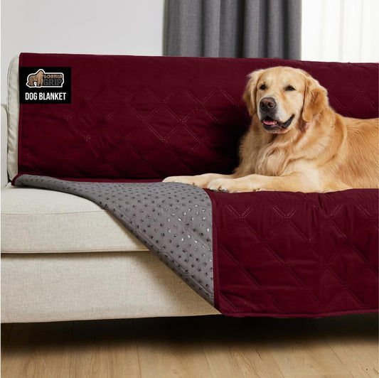 GORILLA GRIP® Waterproof Dog Blanket, Leakproof Couch Cover for Dogs, Silicone Grip Backing, Protects Sofa, Sectional, Bed, Crate, Car & RV, Tear-Resistant Washable Senior Pet Blanket, 30x70 Charcoal
