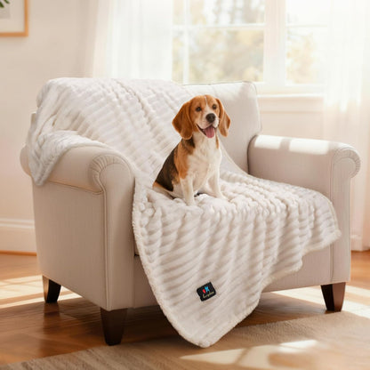 Luciphia Waterproof Dog Blanket for Large Dogs Ultra-Soft Calming Cut Pile Flannel Throw Durable & Warm Furniture Protection for Couch Bed Pet Blanket Machine Washable Stone Gray,L(65''x57'')