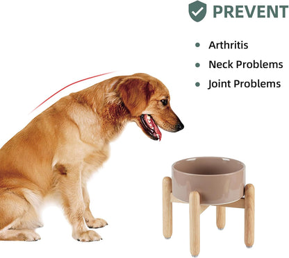 Havniva 8.3inch Ceramic Raised Dog Bowl with Stand, Elevated Dog Bowls for Large Breed Dog Food and Water Bowl Non-Slip Dog Dish Large Capacity Feeding Pet Water Bowl