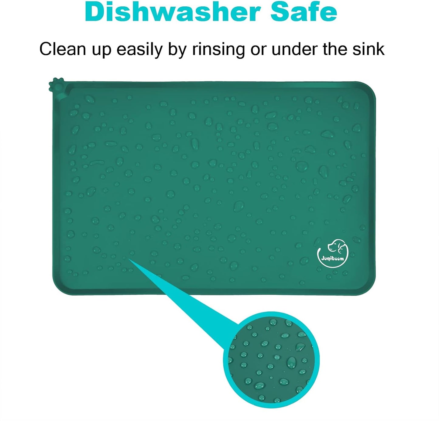 Silicone Waterproof Dog Cat Pet Feeding Mats, Non Slip, Easy Clean Pet Dog Cat Bowl Mats Placemat (18.5" x 11.5") Green
